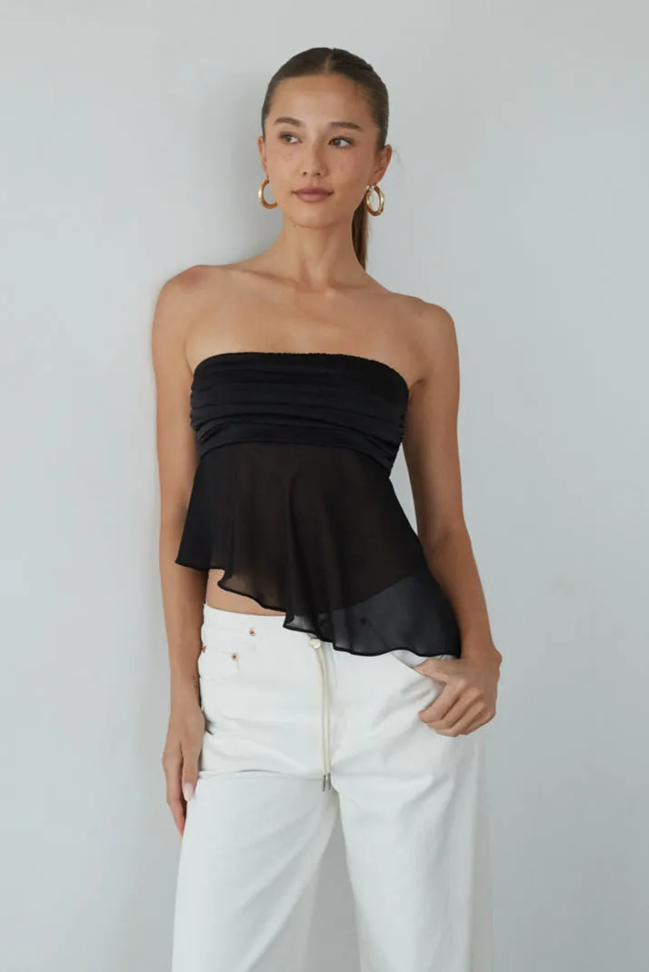Sharlene Asymmetrical Sheer Top sold by American Threads