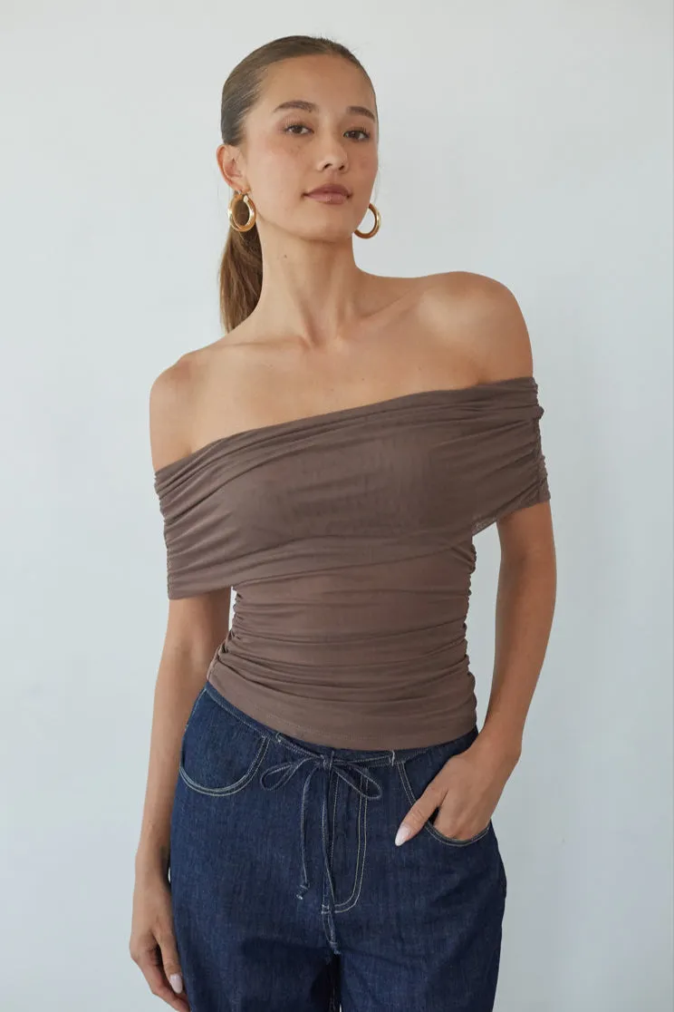 Vada Off the Shoulder Mesh Top sold by American Threads product image thumbnail 4