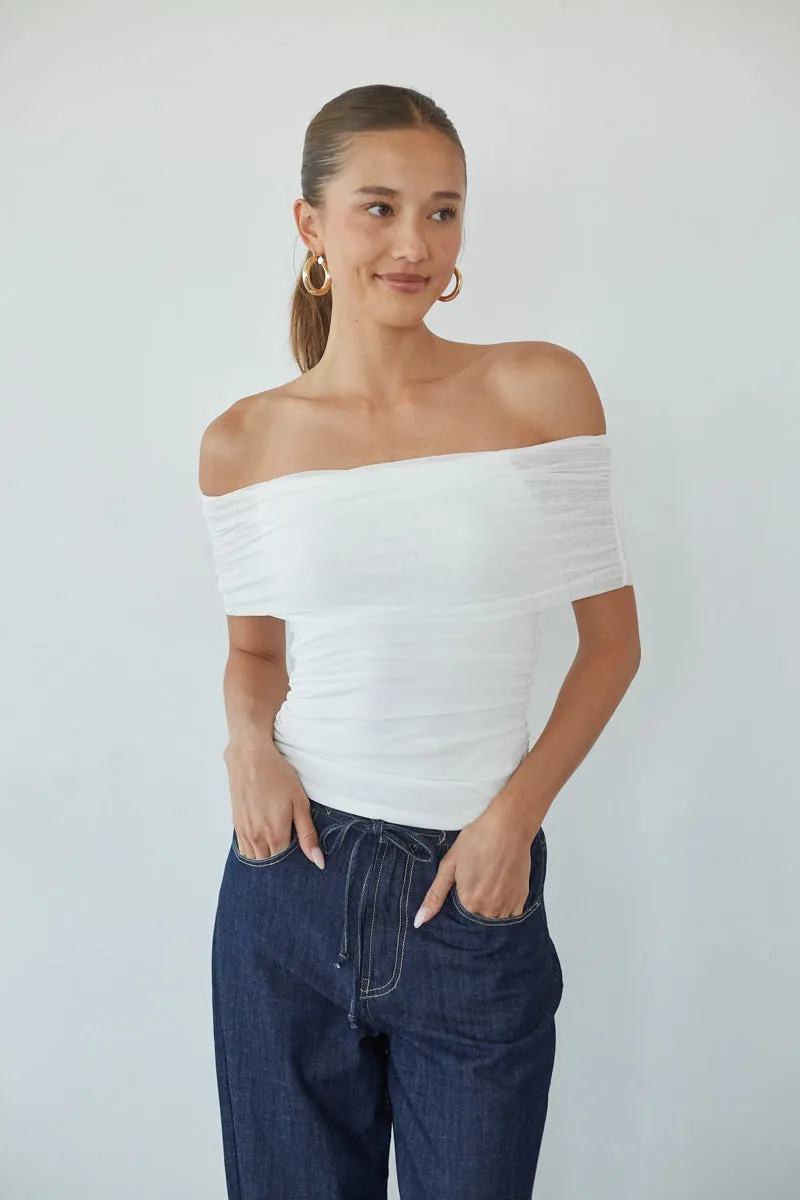 Vada Off the Shoulder Mesh Top sold by American Threads product image thumbnail 2