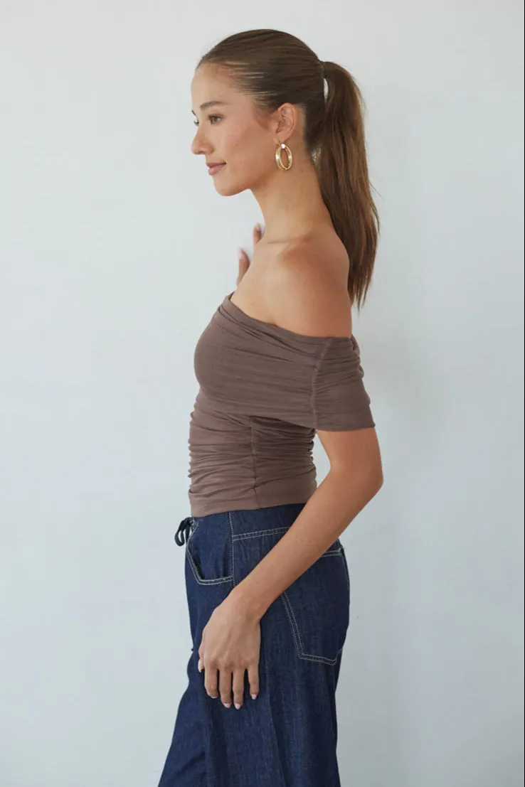 Vada Off the Shoulder Mesh Top sold by American Threads product image thumbnail 3