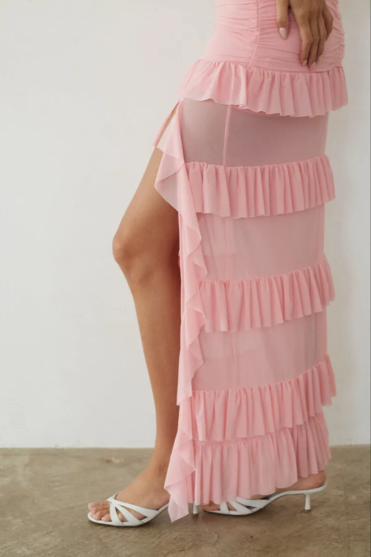 Joss Mesh Ruffle Maxi Dress sold by American Threads product image thumbnail 4