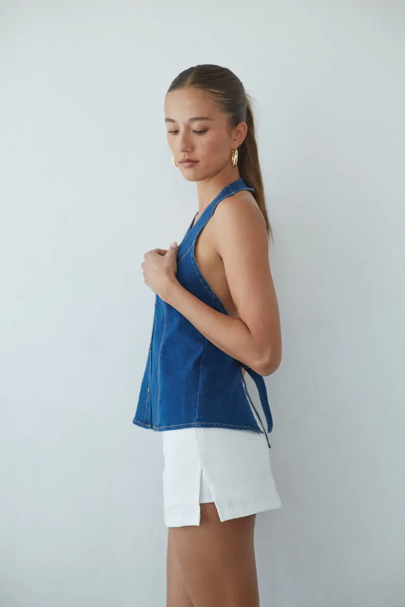 Tina Button Up Halter Tank Top sold by American Threads product image thumbnail 3