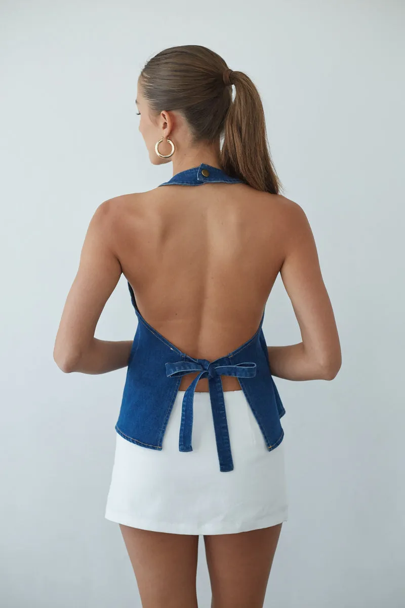 Tina Button Up Halter Tank Top sold by American Threads product image thumbnail 2