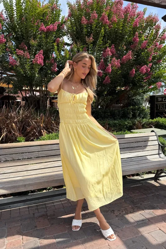 Roxana Smocked Midi Dress sold by American Threads