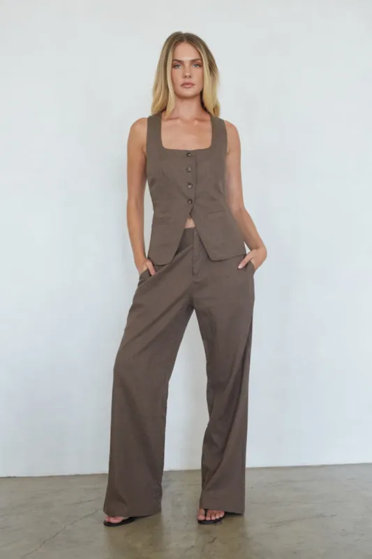 Rina Wide Leg Linen Pants sold by American Threads