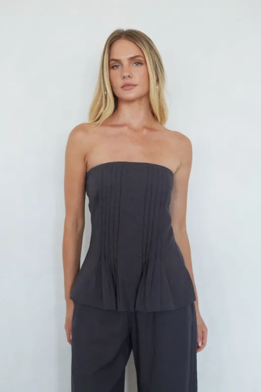 Kyle Pleated Linen Top sold by American Threads