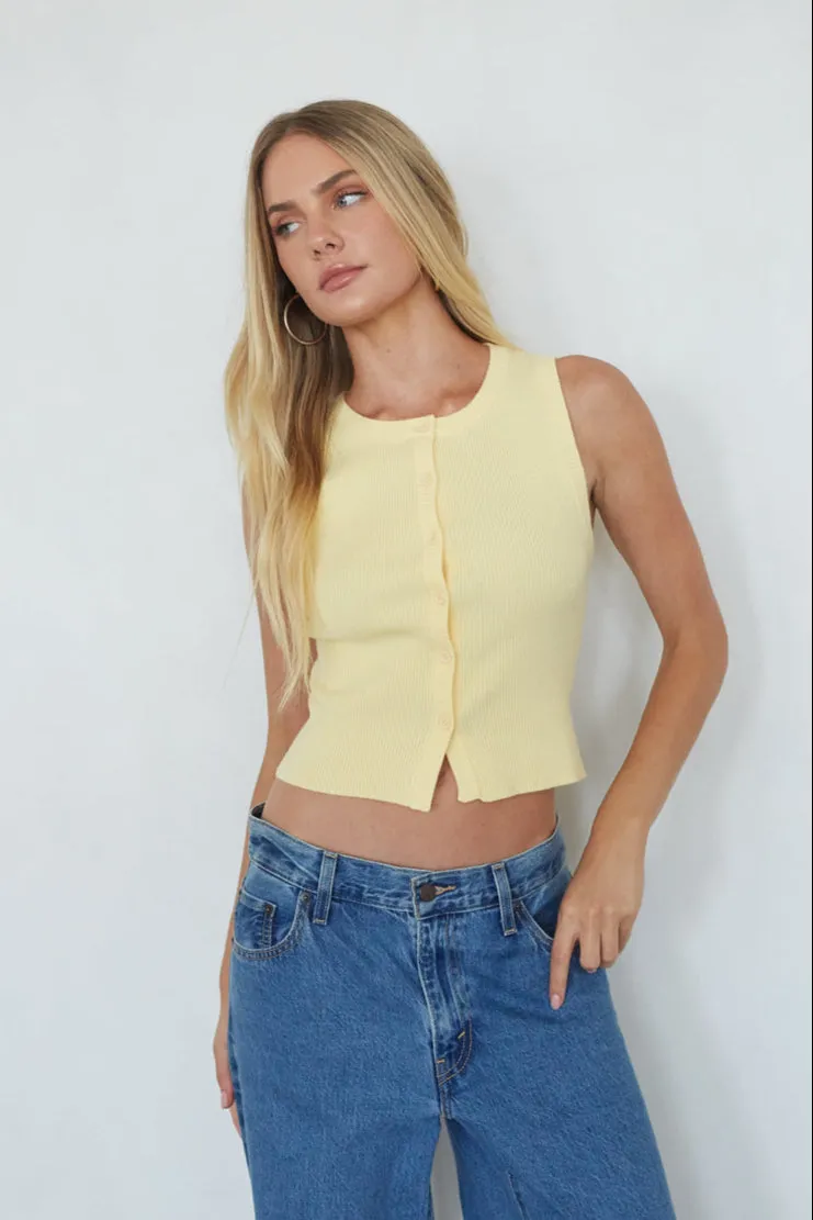 Lark Ribbed Button Up Tank Top sold by American Threads