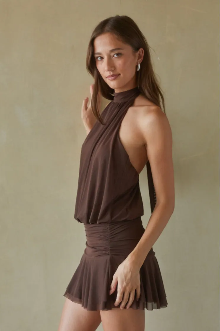 Journi High Neck Mesh Mini Dress sold by American Threads product image thumbnail 4