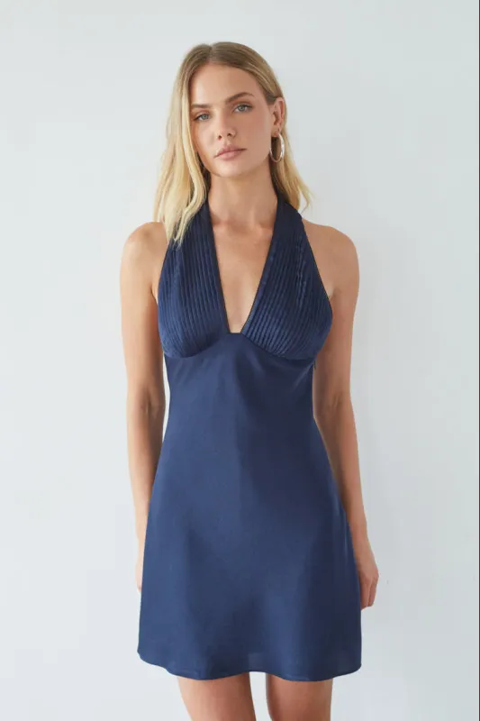 Libby Pleated Halter Mini Dress sold by American Threads