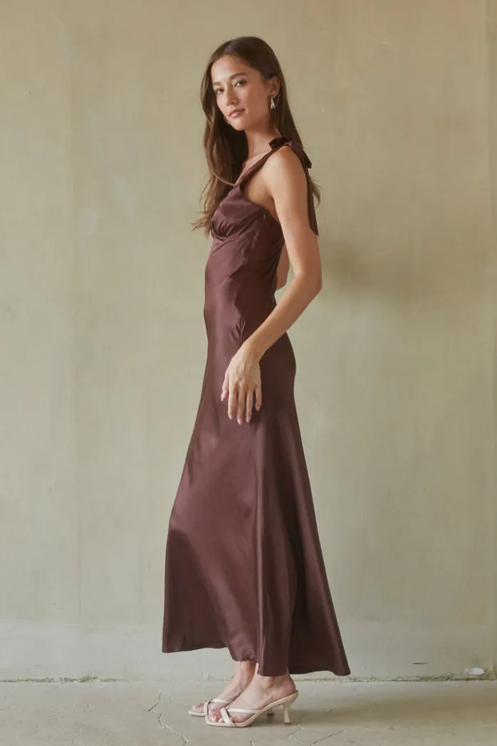 Xandra Tie Satin Maxi Dress sold by American Threads product image thumbnail 2