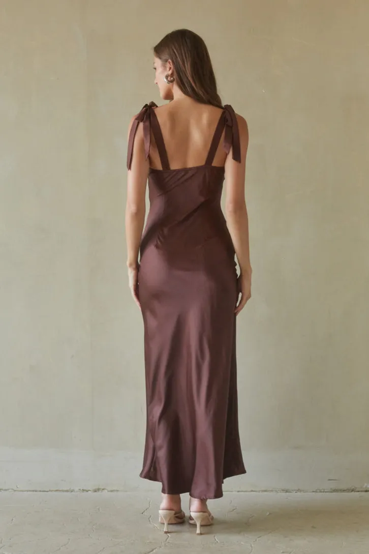 Xandra Tie Satin Maxi Dress sold by American Threads product image thumbnail 3