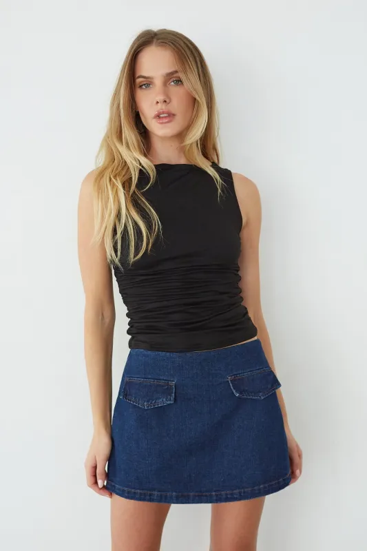 Dolly Denim Mini Skort sold by American Threads
