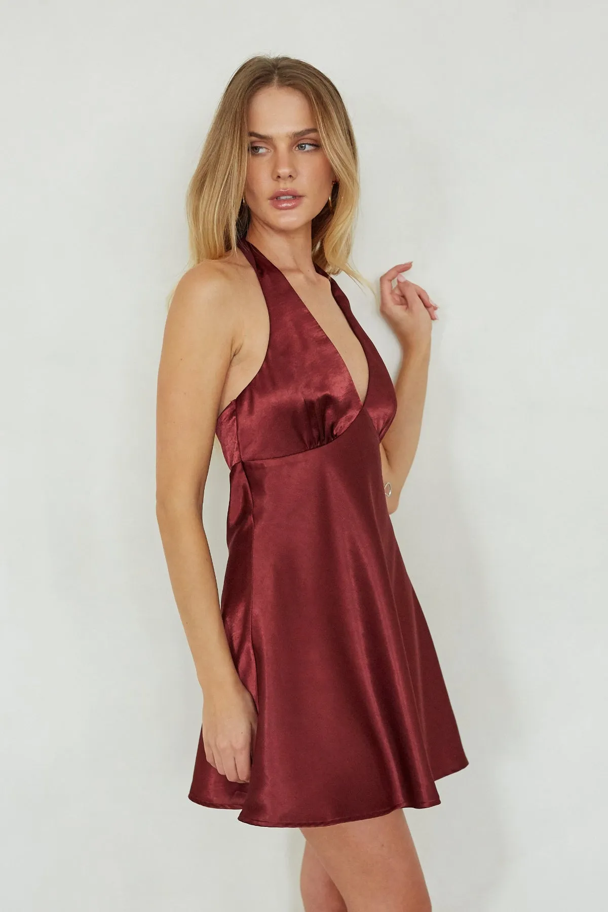 Monet Halter Satin Mini Dress sold by American Threads product image thumbnail 3