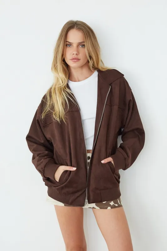 Cassie Suede Bomber Jacket sold by American Threads