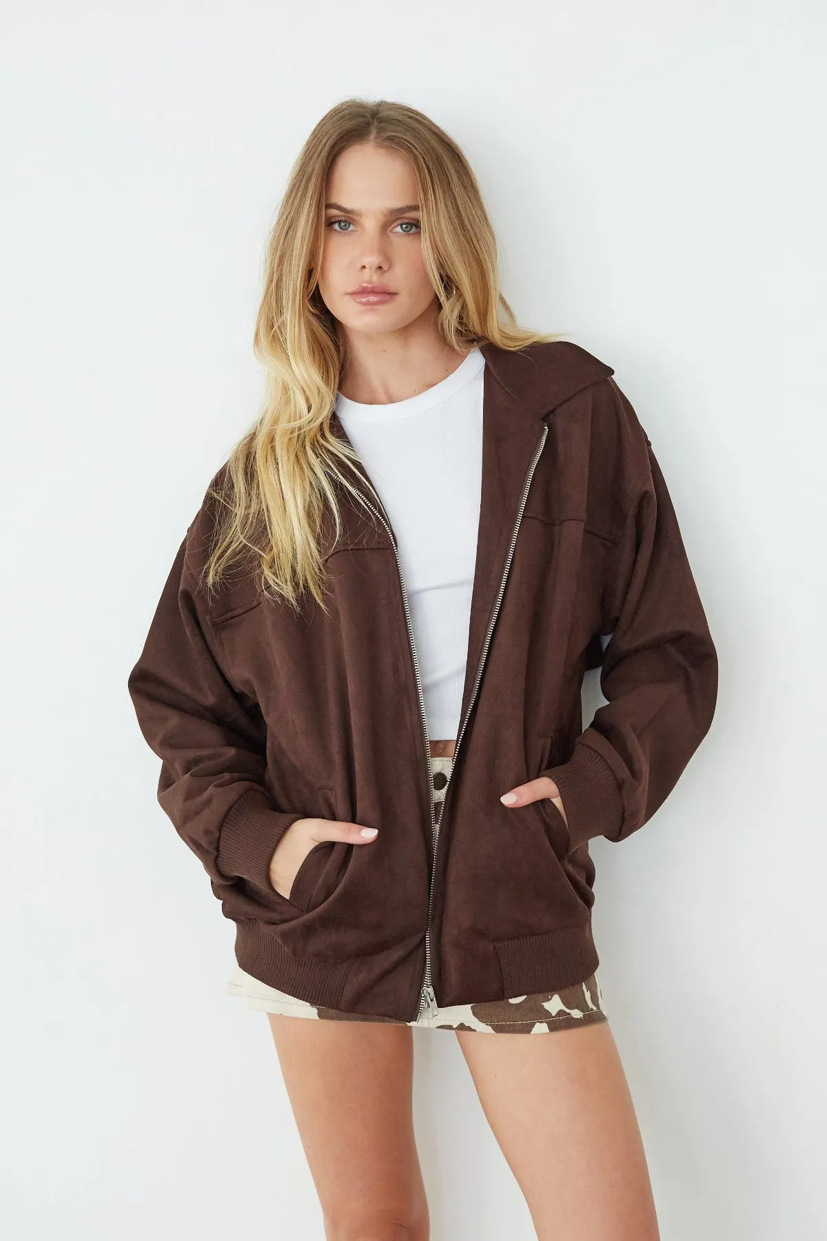 Cassie Suede Bomber Jacket sold by American Threads