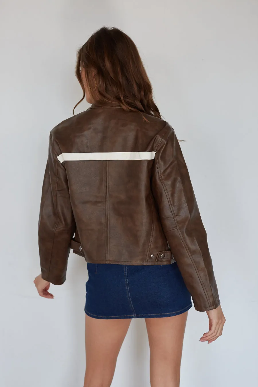 Joanne Cropped Leather Moto Jacket sold by American Threads product image thumbnail 5