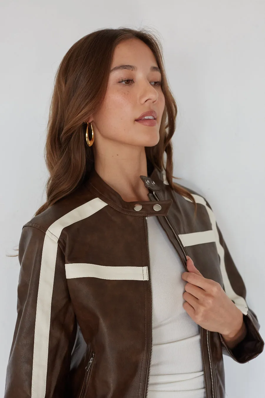 Joanne Cropped Leather Moto Jacket sold by American Threads product image thumbnail 2