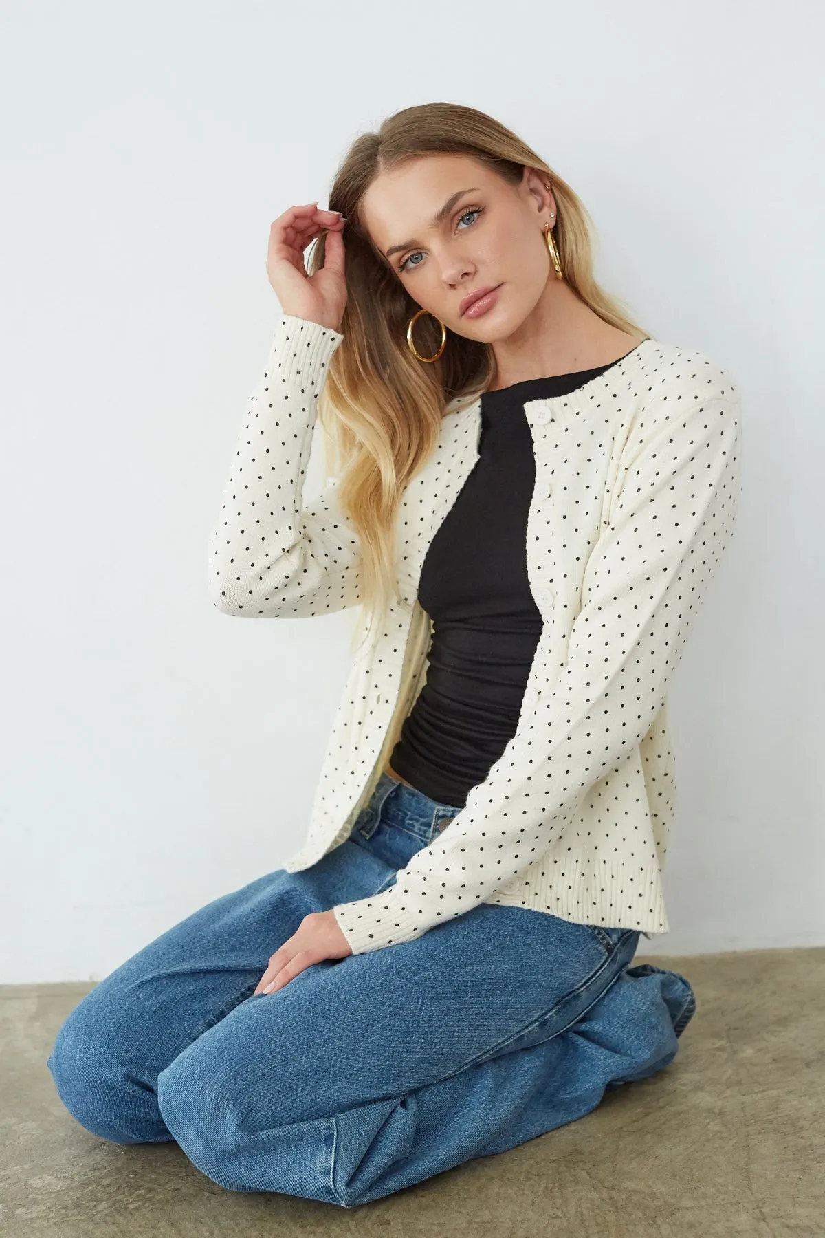 Romy Polka Dot Cardigan Sweater sold by American Threads product image thumbnail 4