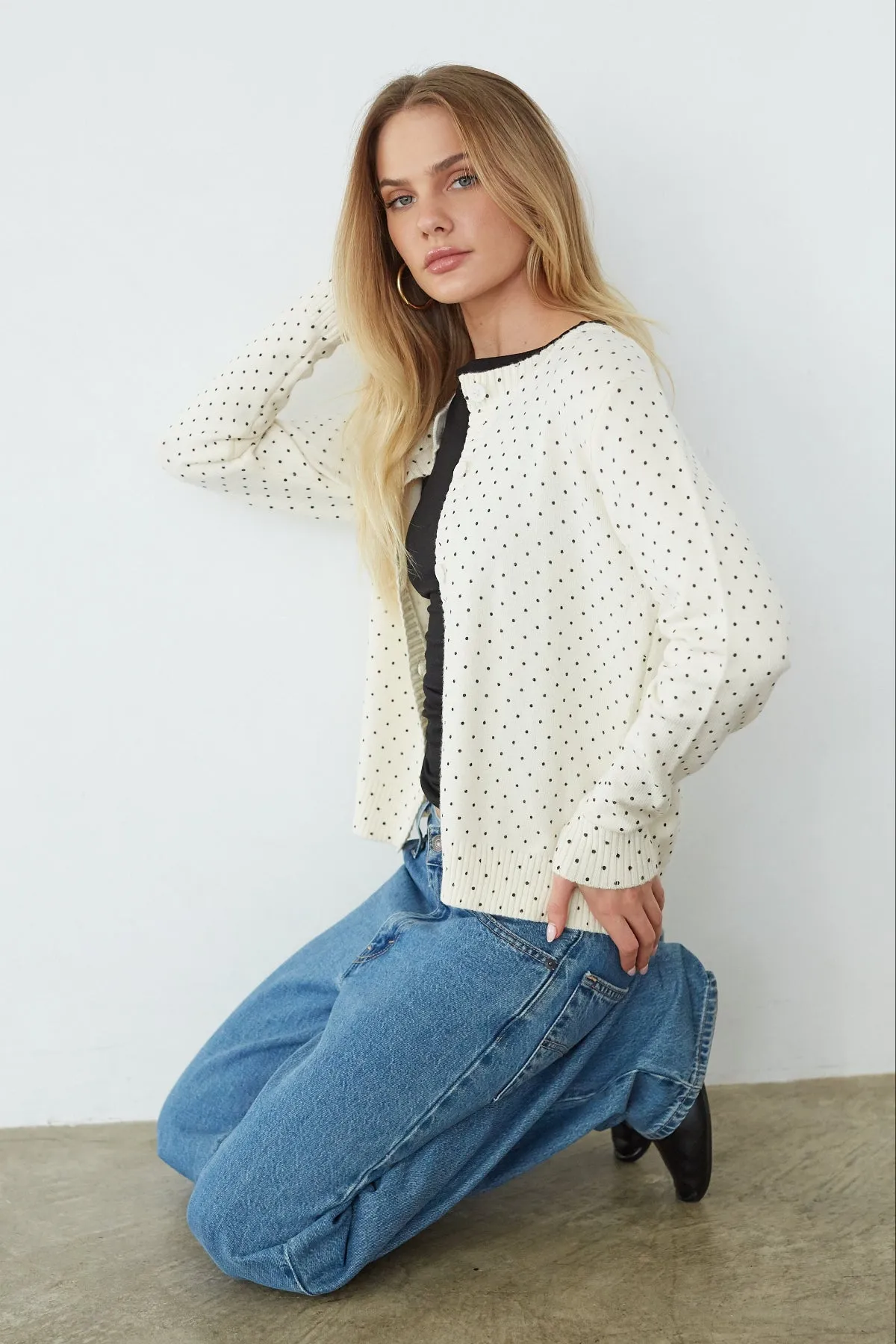 Romy Polka Dot Cardigan Sweater sold by American Threads product image thumbnail 2
