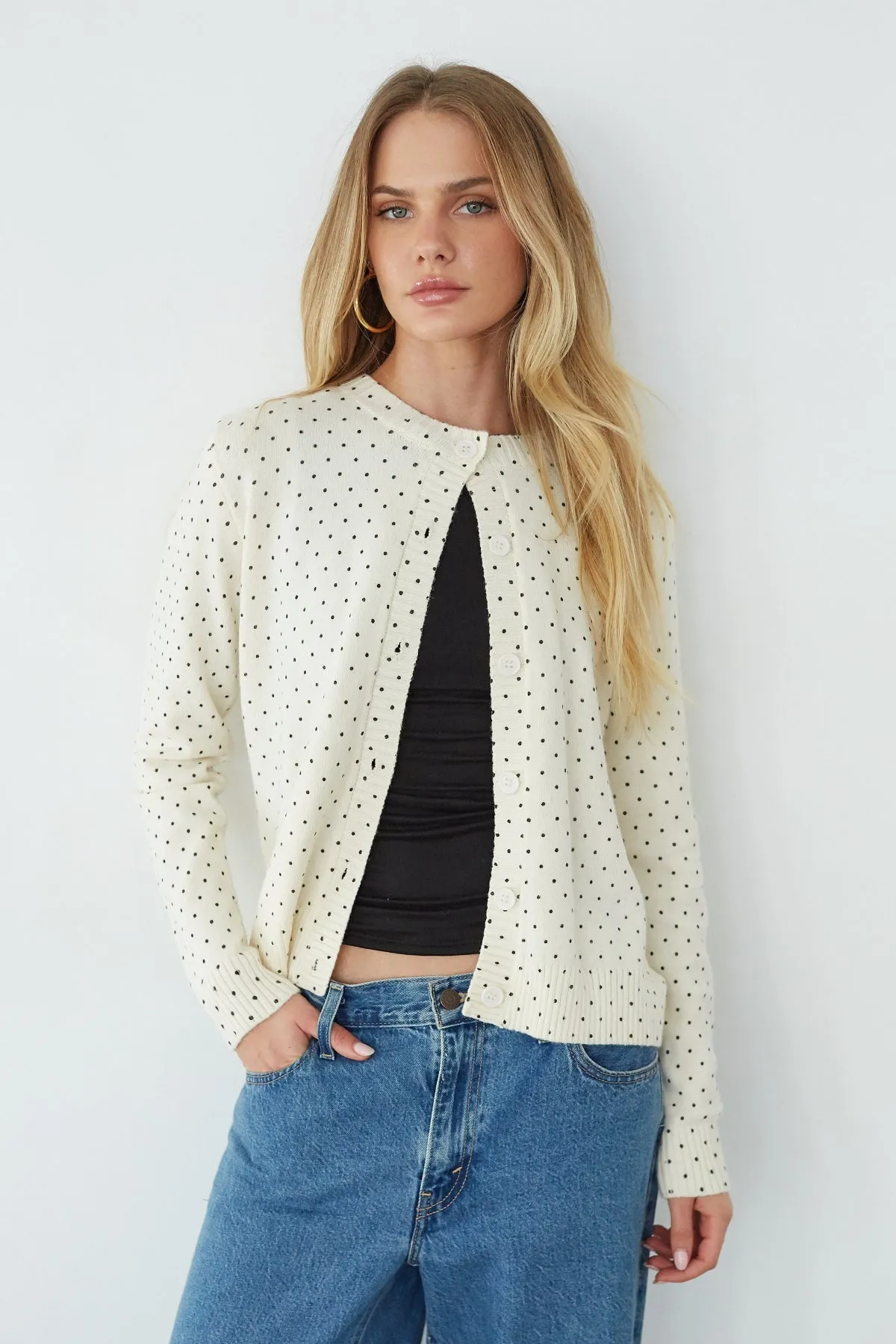 Romy Polka Dot Cardigan Sweater sold by American Threads