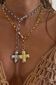 LUV AJ Molten Cross Pendant Necklace sold by American Threads