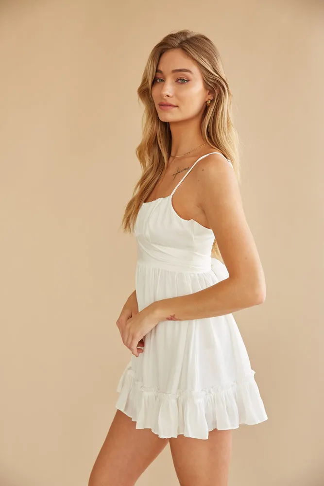 Emiliana Ruffle Mini Dress in White sold by American Threads product image thumbnail 3