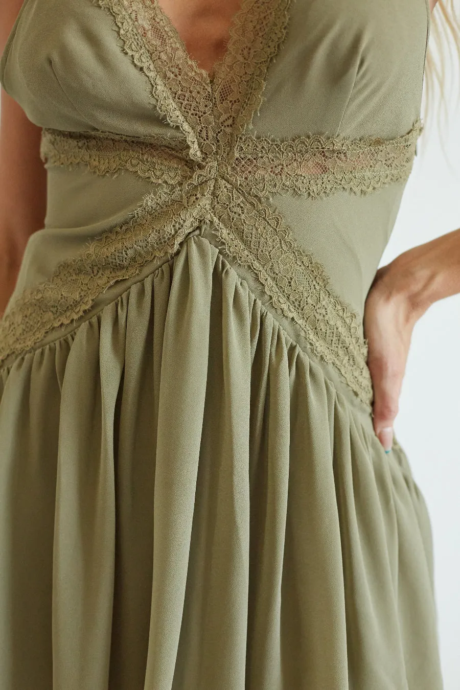 Kenz Chiffon Lace Mini Dress sold by American Threads product image thumbnail 3