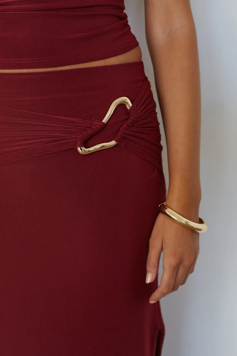 Talara Ruched Low Waist Maxi Skirt sold by American Threads product image thumbnail 2