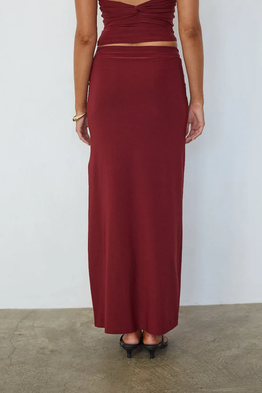 Talara Ruched Low Waist Maxi Skirt sold by American Threads product image thumbnail 3