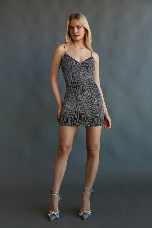 Steph Glitter Bodycon Mini Dress sold by American Threads