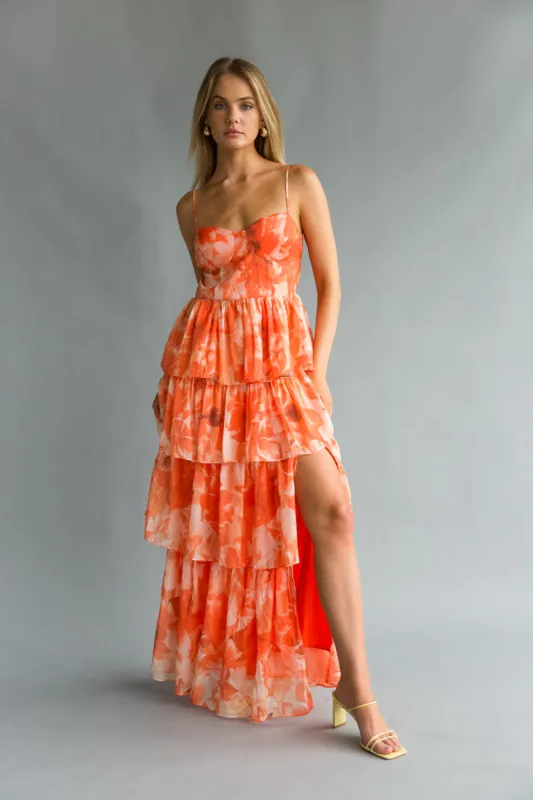 Poppy Bustier Corset Tiered Maxi Dress sold by American Threads