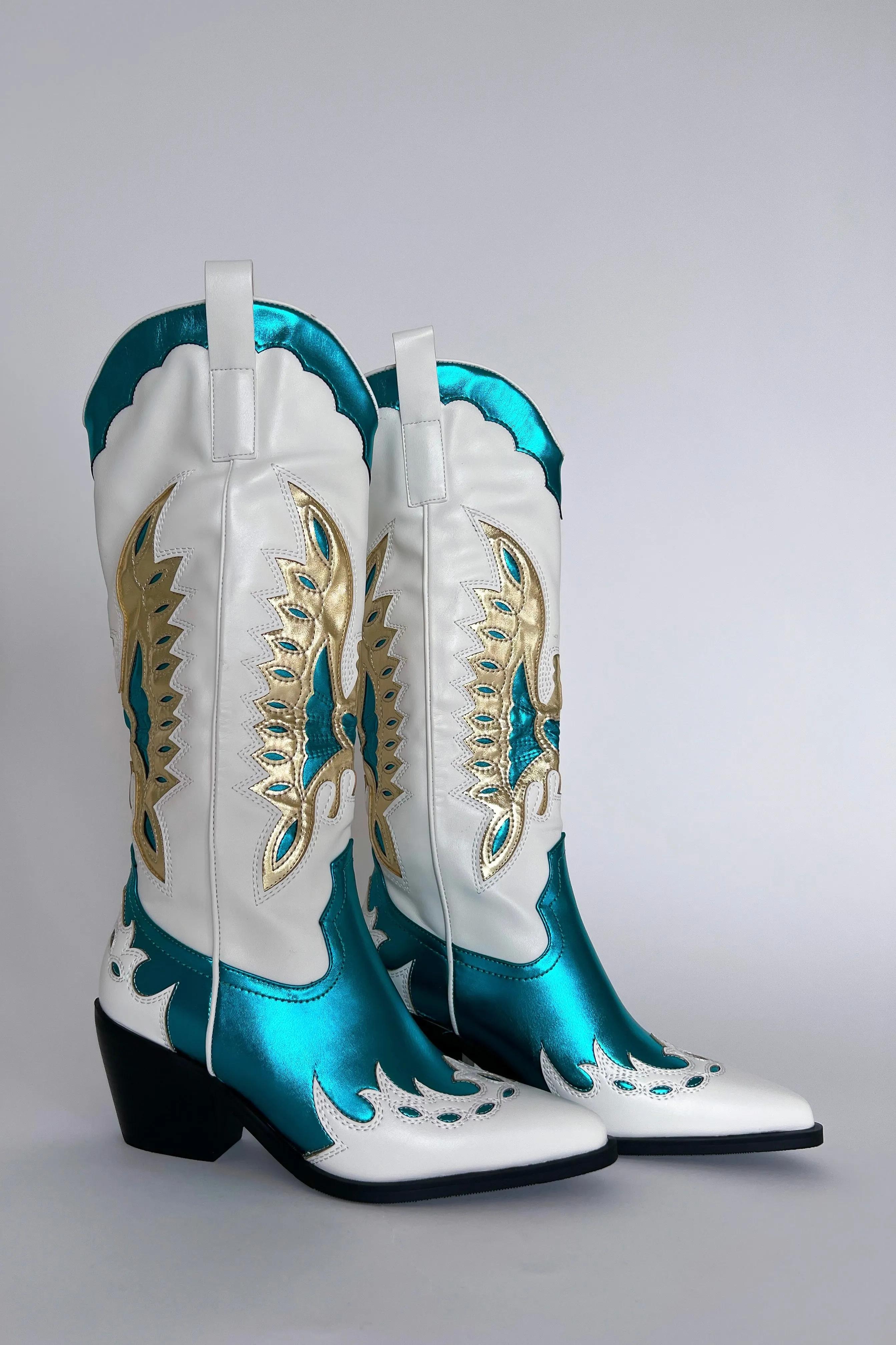 Azalea Wang Apolline Green Metallic Western Boots sold by American Threads product image thumbnail 2