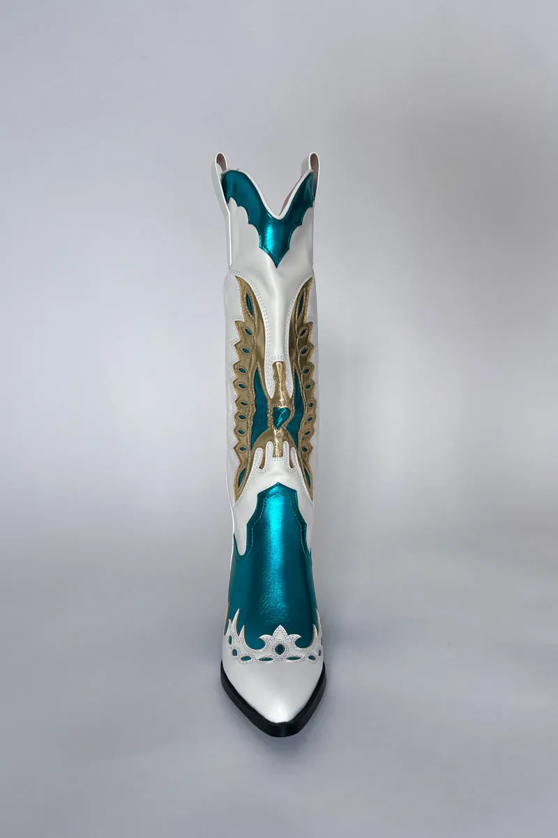 Azalea Wang Apolline Green Metallic Western Boots sold by American Threads product image thumbnail 3