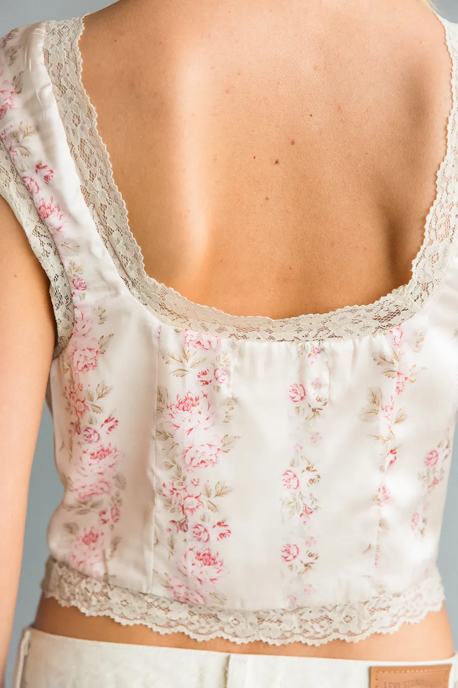 Kaeli Lace Trim Floral Satin Top sold by American Threads product image thumbnail 5