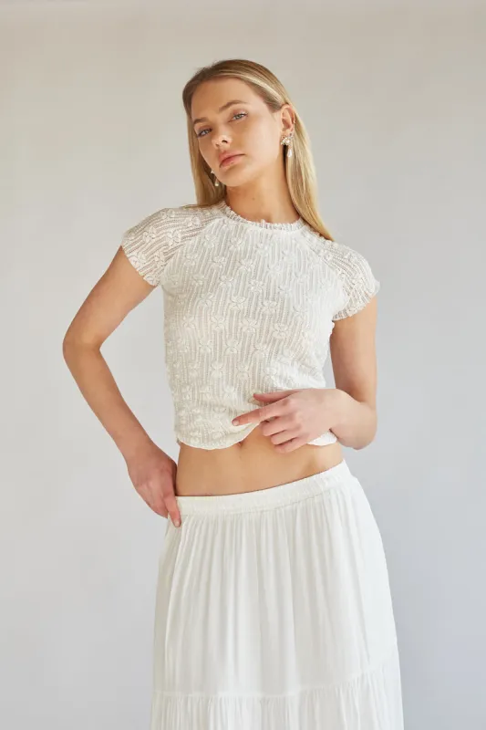 Charlize Short Sleeve Lace Top sold by American Threads