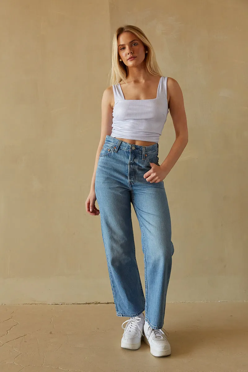 Levi's Ribcage Straight Ankle Jeans In The Middle sold by American Threads