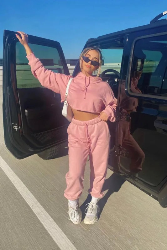 Girlfriend Crop Hoodie In Pink sold by American Threads