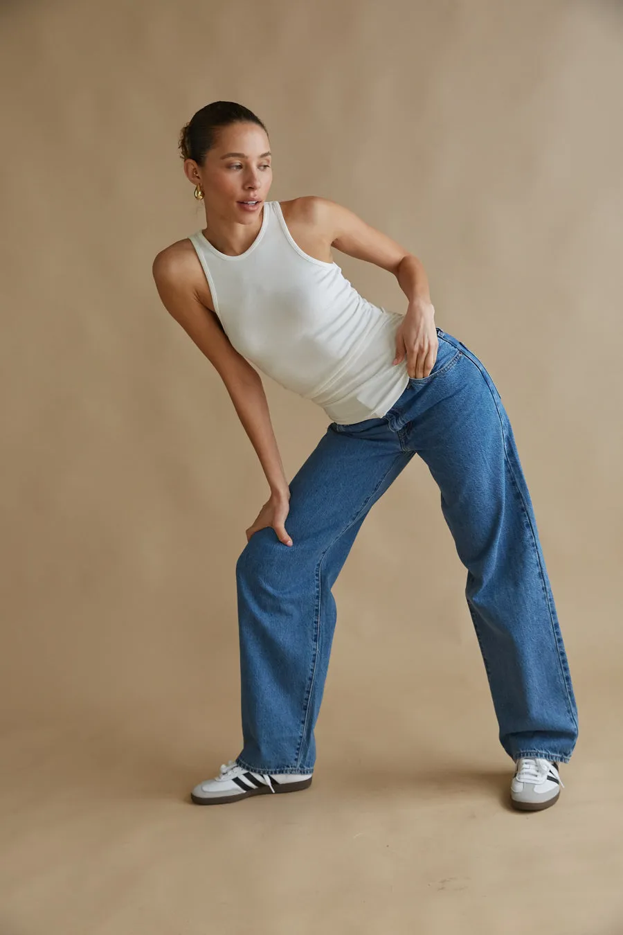 Juno Ruched Ribbed Tank Top sold by American Threads product image thumbnail 5