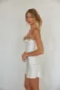 Meadow Floral Trim Satin Mini Dress sold by American Threads