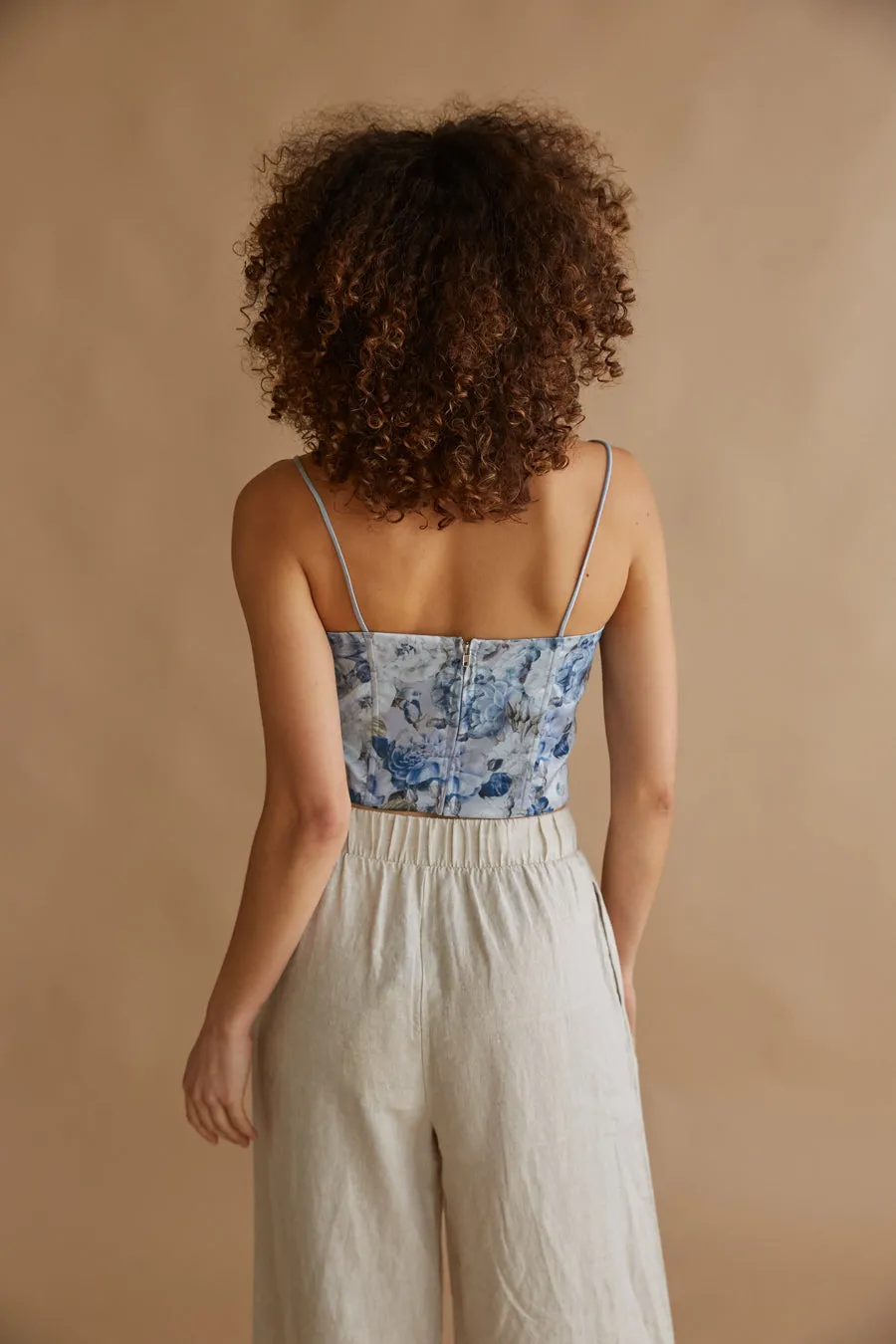 Delphine Lace Up Floral Satin Corset Top sold by American Threads product image thumbnail 2