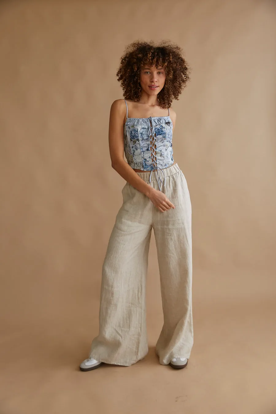 Delphine Lace Up Floral Satin Corset Top sold by American Threads product image thumbnail 4