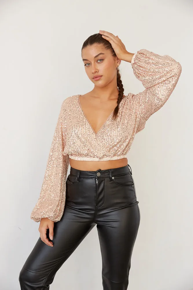 Deva Sequin Wrap Crop Top sold by American Threads product image thumbnail 3