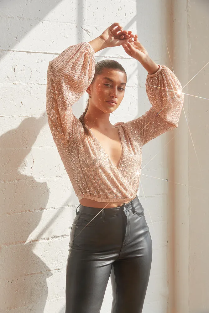 Deva Sequin Wrap Crop Top sold by American Threads