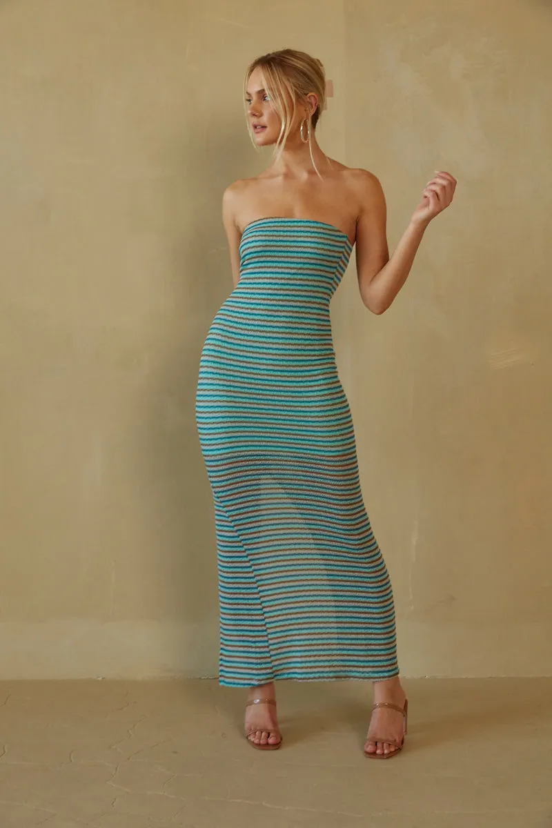 Gwendolyn Strapless Striped Knit Midi Dress sold by American Threads product image thumbnail 5