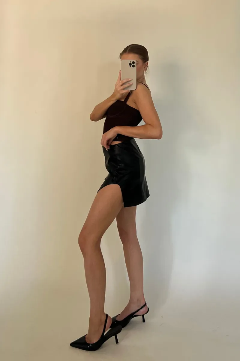 Ashtyn Faux Leather Mini Skirt sold by American Threads product image thumbnail 4