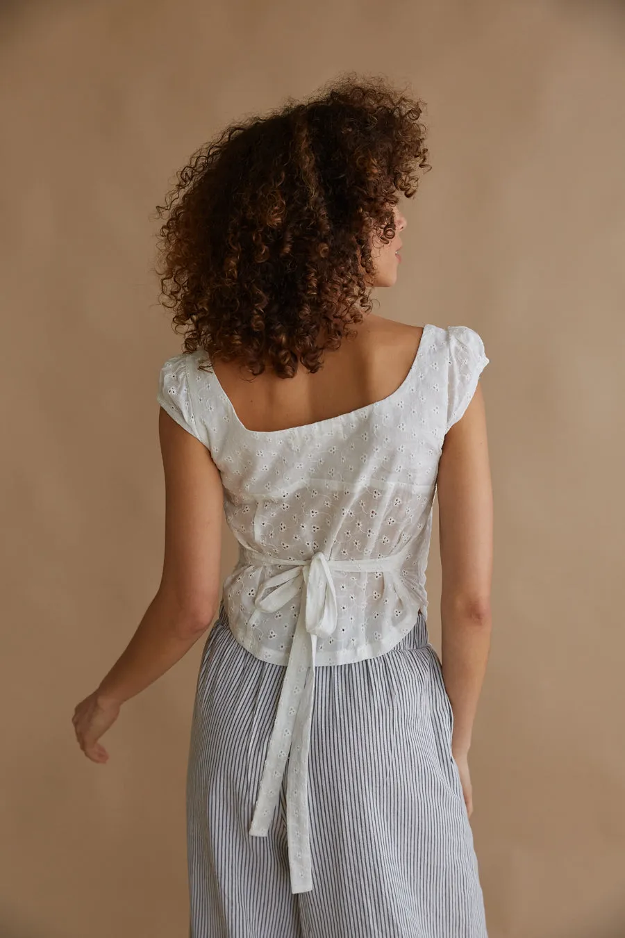 Fern Pleated Eyelet Button Up Blouse sold by American Threads product image thumbnail 4