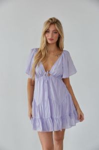 Brielle Flutter Sleeve Babydoll Mini Dress sold by American Threads