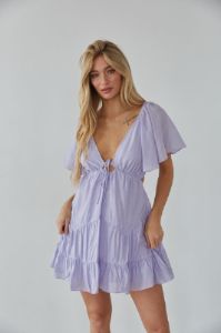 Brielle Flutter Sleeve Babydoll Mini Dress sold by American Threads