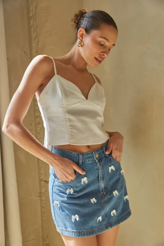 Camille Lace Up Back Linen Tank sold by American Threads