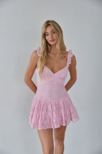 Liliana Lace Mini Dress in White sold by American Threads